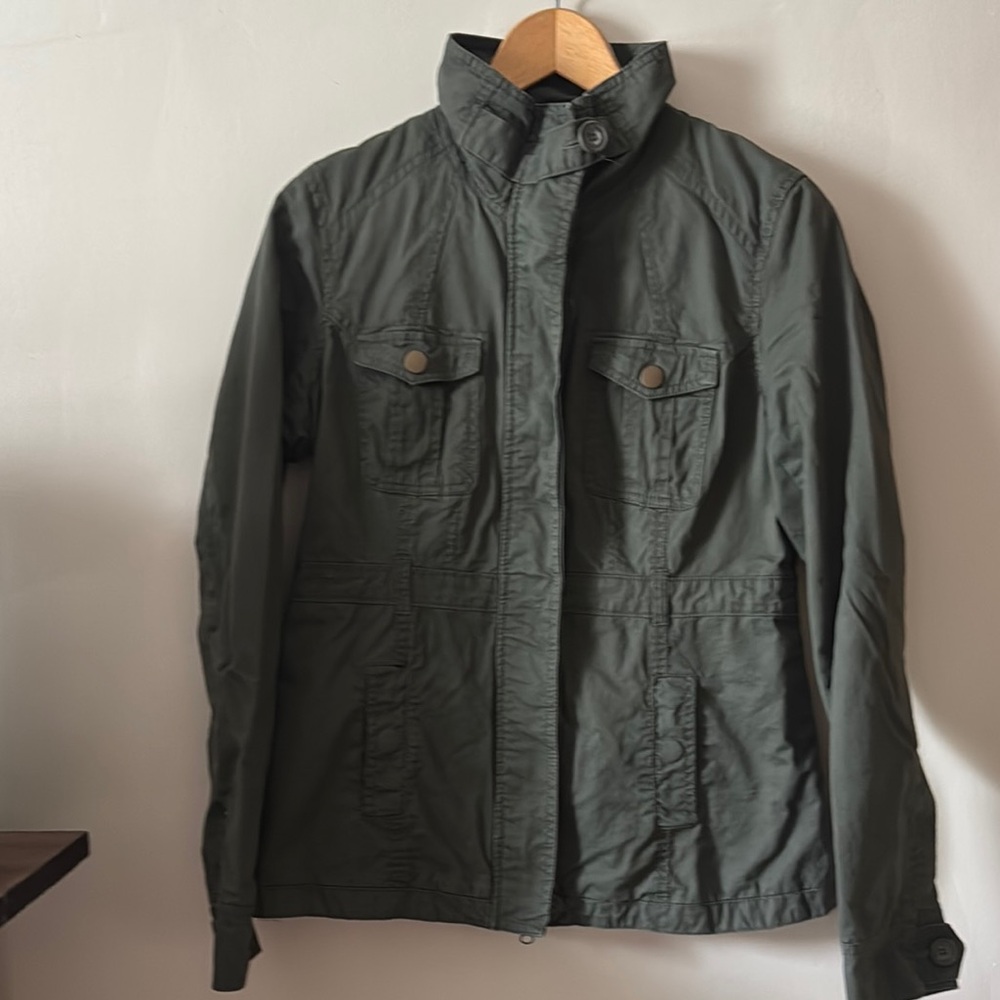 🫒💚🐢🧥Wet Seal Green Military Field Jacket with Stand-Up Collar
